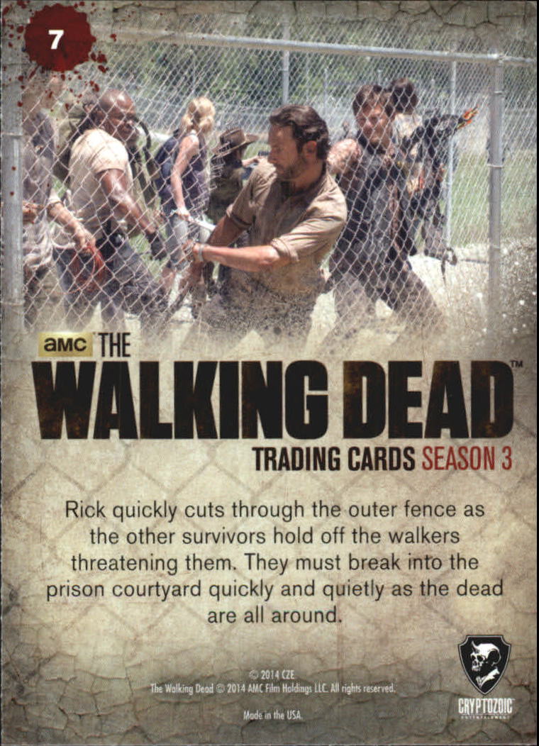 2014 Cryptozoic The Walking Dead Season Three Part 1 #7 Breaking into Prison back image