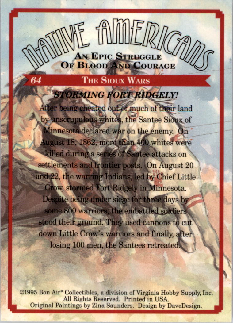 Fort Ridgely Solider 1995 Bon Air Native Americans An Epic Struggle of Blood and Courage #64 ...