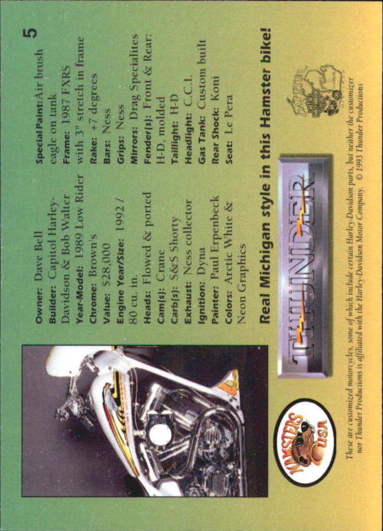 1993 Thunder Productions Thunder Custom Motorcycles #5 1989 Low Rider back image