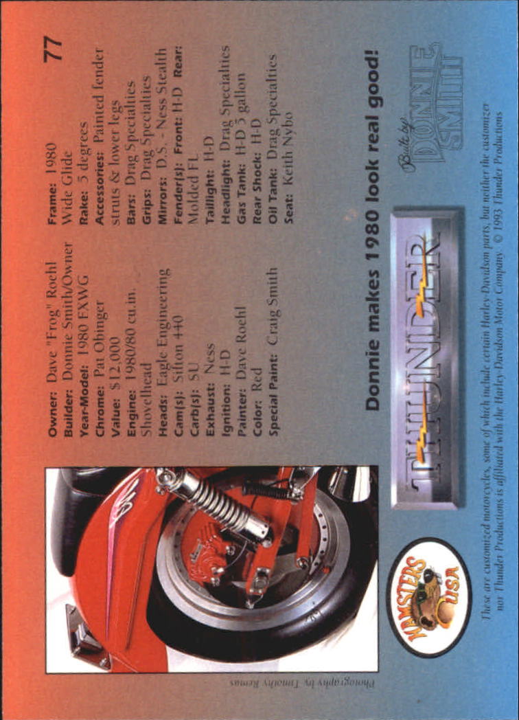 1993 Thunder Productions Thunder Custom Motorcycles #77 1980 FXWG back image