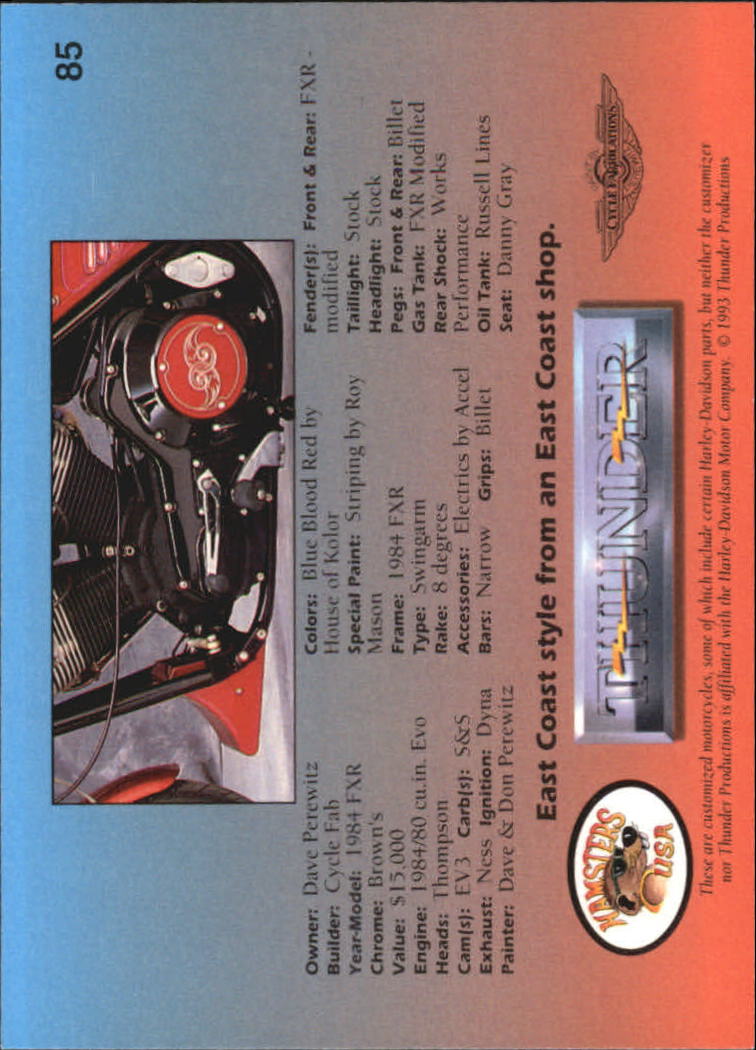 1993 Thunder Productions Thunder Custom Motorcycles #85 1984 FXR back image