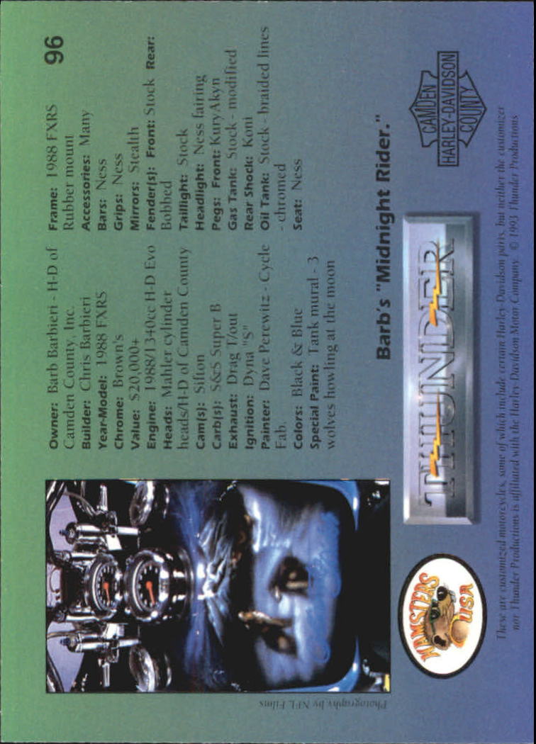 1993 Thunder Productions Thunder Custom Motorcycles #96 1988 FXRS back image