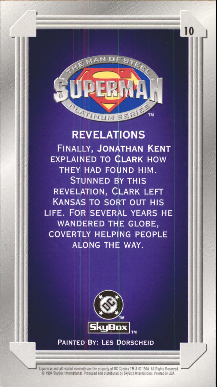 1994 SkyBox Superman Man of Steel Platinum Series Premium Edition #10 Revelations back image