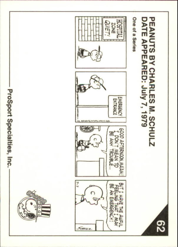 1992 ProSport Specialities Peanuts Classics #62 Hospital Zone Quiet back image