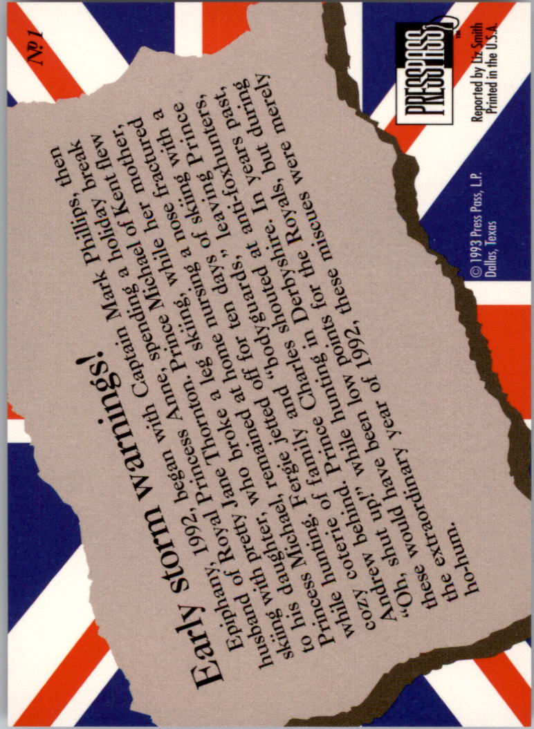 1993 Press Pass The Royal Family #1 Early storm warnings! back image