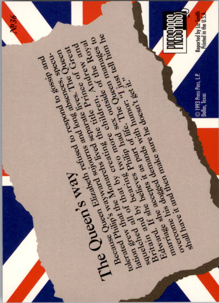 1993 Press Pass The Royal Family #36 The Queen's way back image