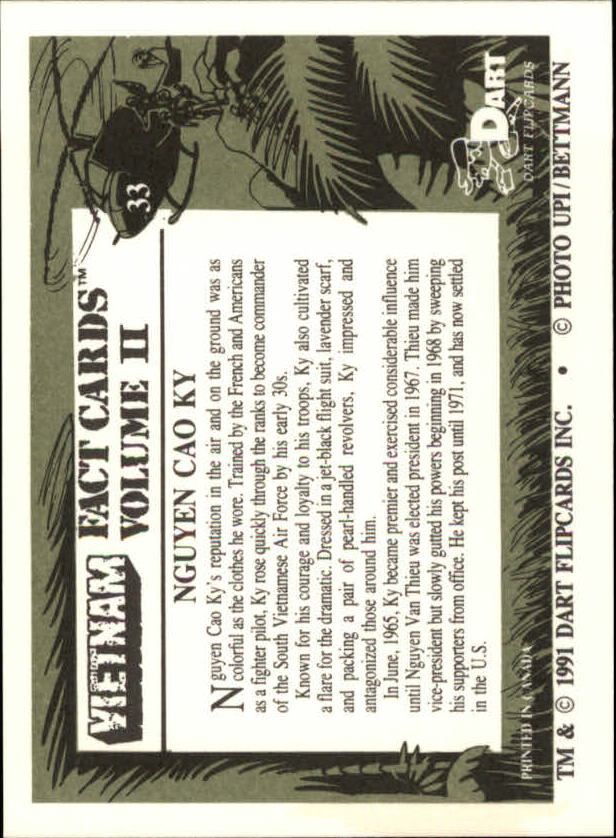 1991 Dart FlipCards Vietnam Facts Series II 33 Nguyen Cao Ky NMMT