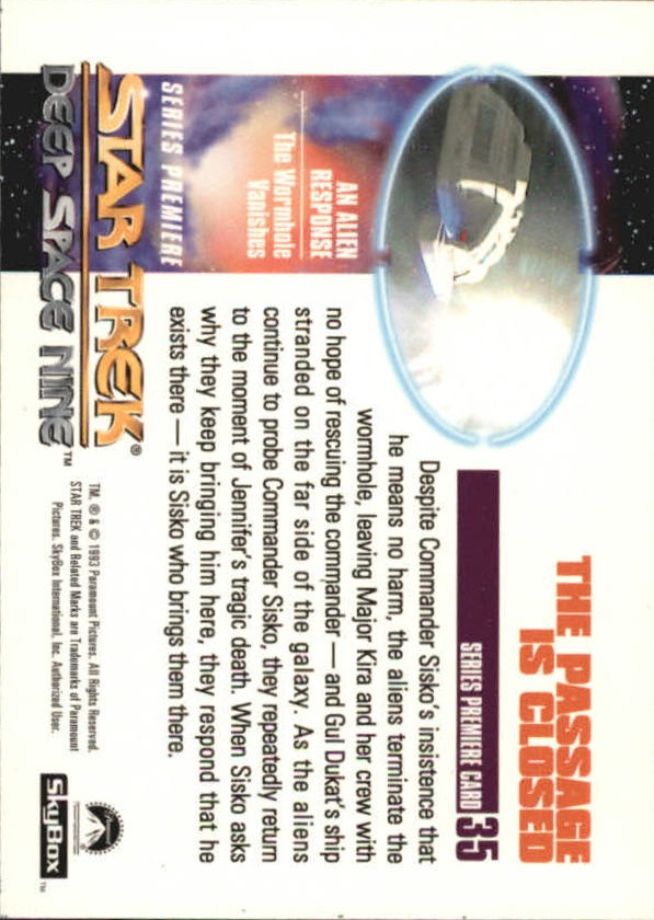1993 SkyBox Star Trek Deep Space Nine #35 The Passage Is Closed back image