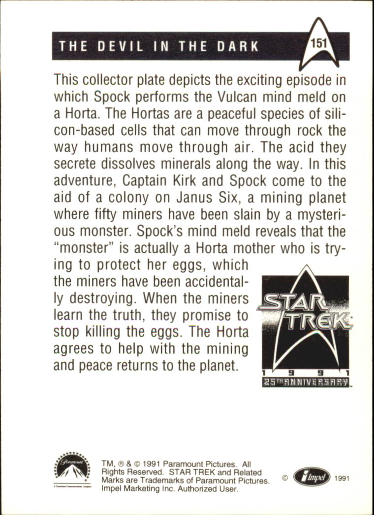1991 Impel Star Trek 25th Anniversary #151 Devil in the Dark, The back image