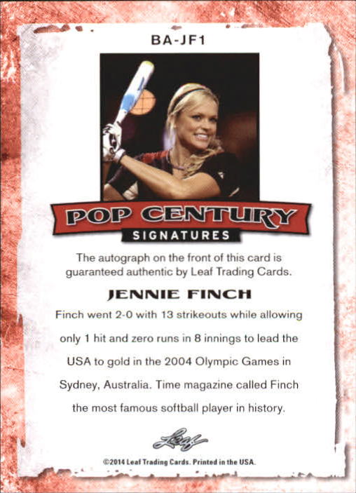 2014 Leaf Pop Century Red #BAJF1 Jennie Finch/5 back image
