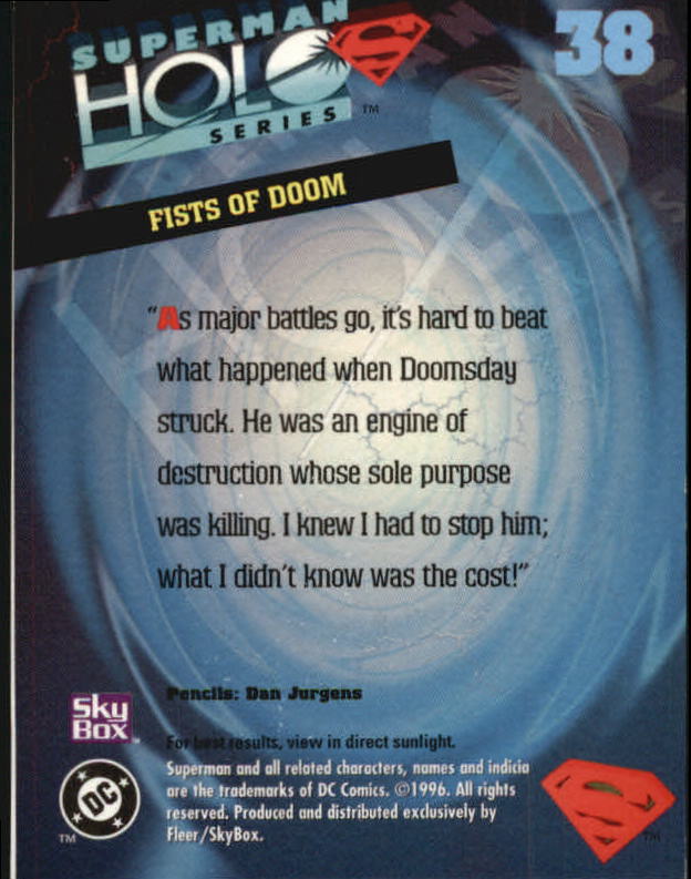Superman Holo Series (1996 Fleer Skybox) "Main Set" Cards #1 to #50 - Picture 76 of 98