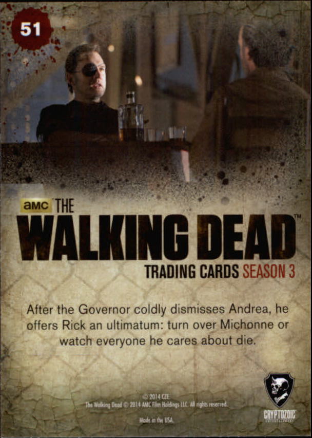 2014 Cryptozoic The Walking Dead Season Three Part 2 #51 A Hard Choice back image