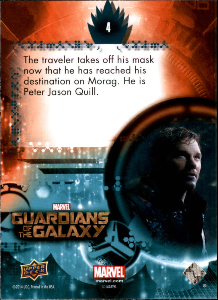 2014 Upper Deck Guardians of the Galaxy #4 The traveler takes off his mask now that he has re back image