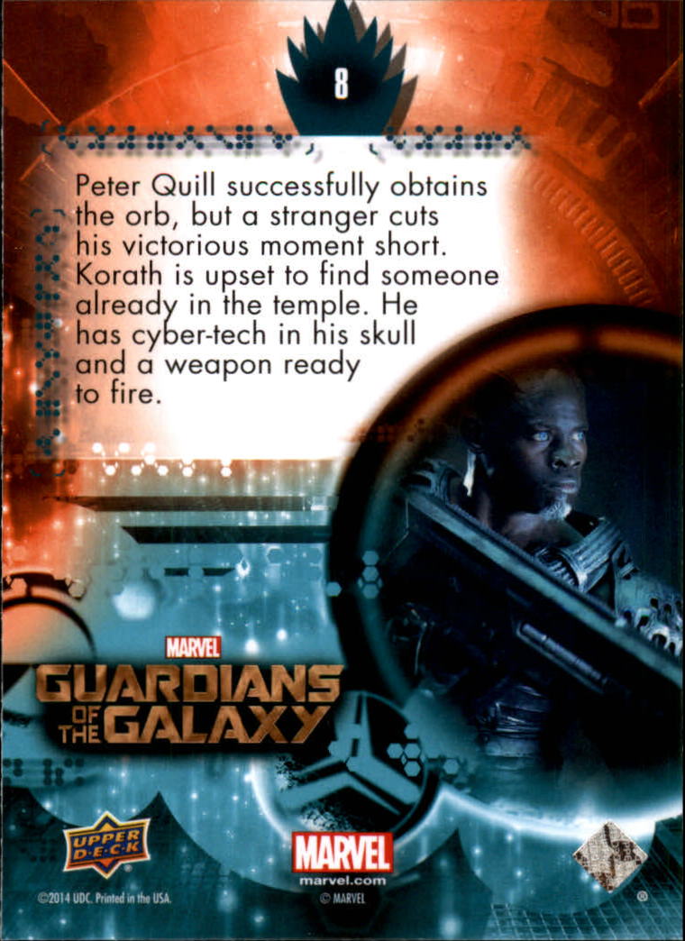 2014 Upper Deck Guardians of the Galaxy #8 Peter Quill successfully obtains the orb, but a st back image