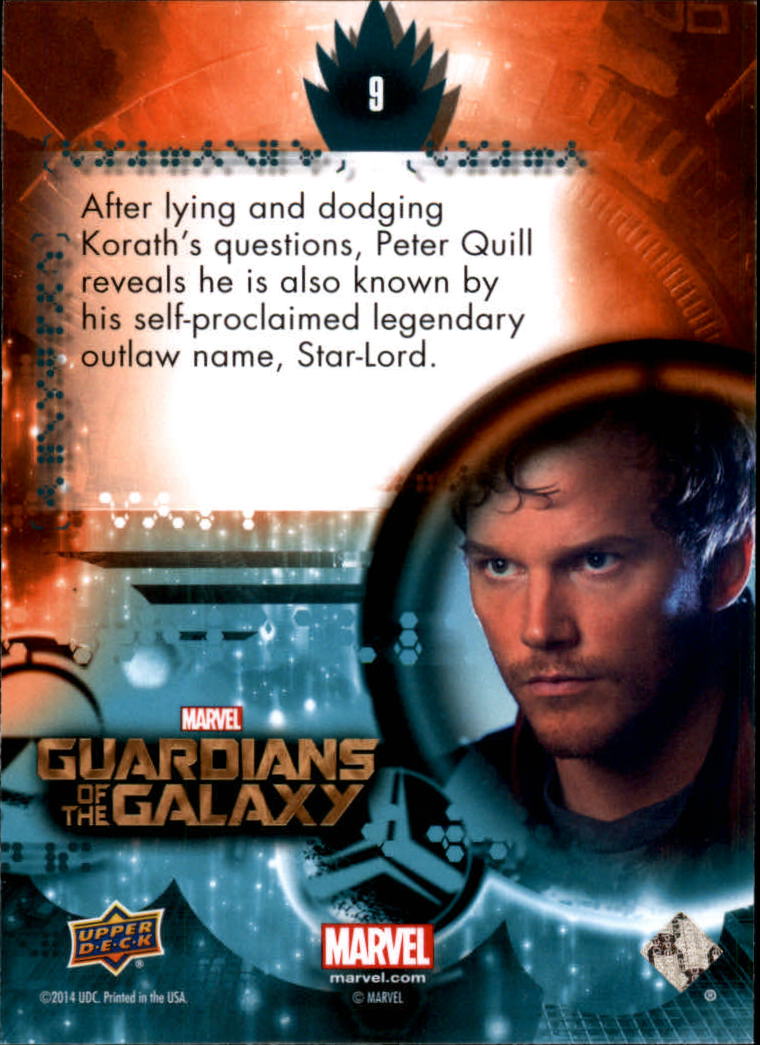 2014 Upper Deck Guardians of the Galaxy #9 After lying and dodging Korath's questions, Peter back image