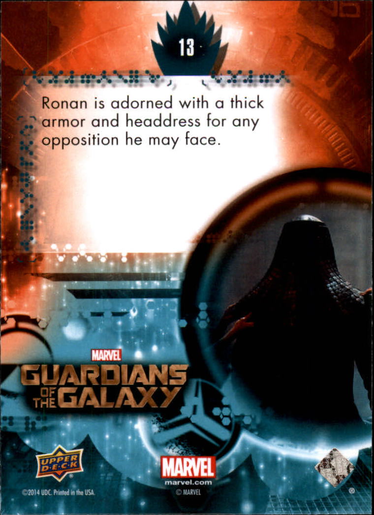 2014 Upper Deck Guardians of the Galaxy #13 Ronan is adorned with a thick armor and headdress back image