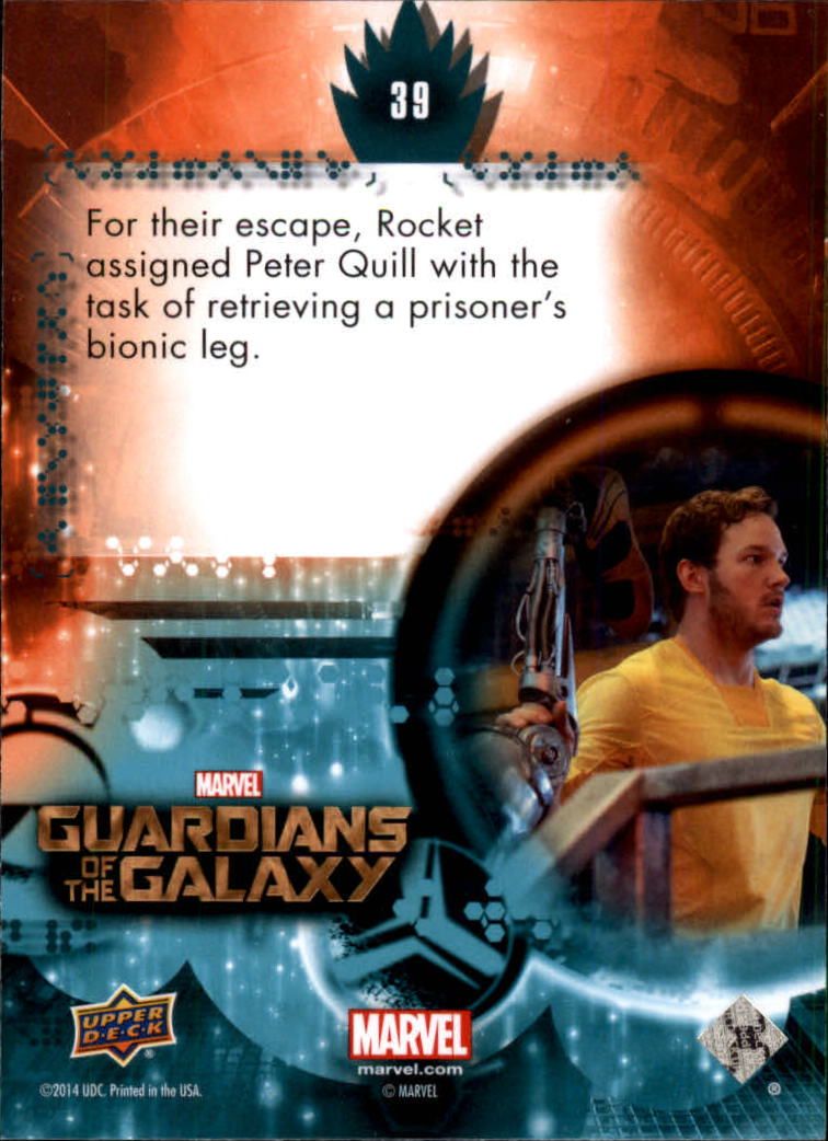 2014 Upper Deck Guardians of the Galaxy #39 For their escape, Rocket assigned Peter Quill with back image