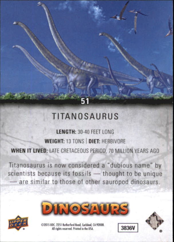 2015 Upper Deck Dinosaurs #51 Titanosaurus back image