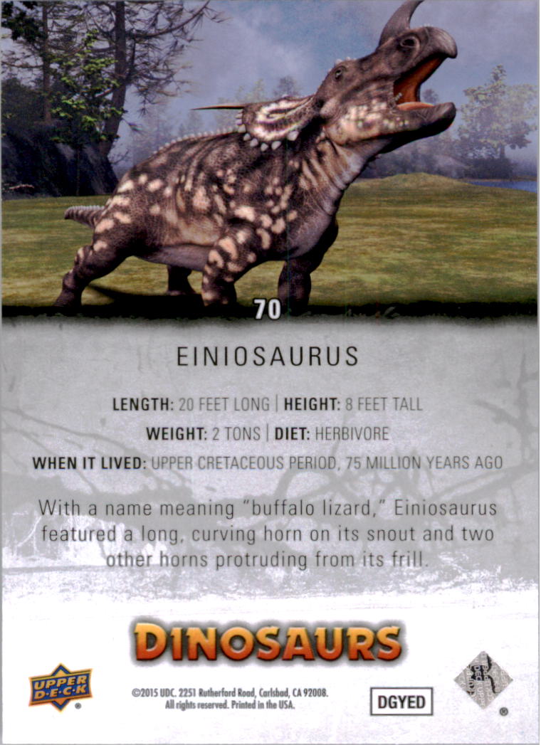 2015 Upper Deck Dinosaurs #70 Einiosaurus back image
