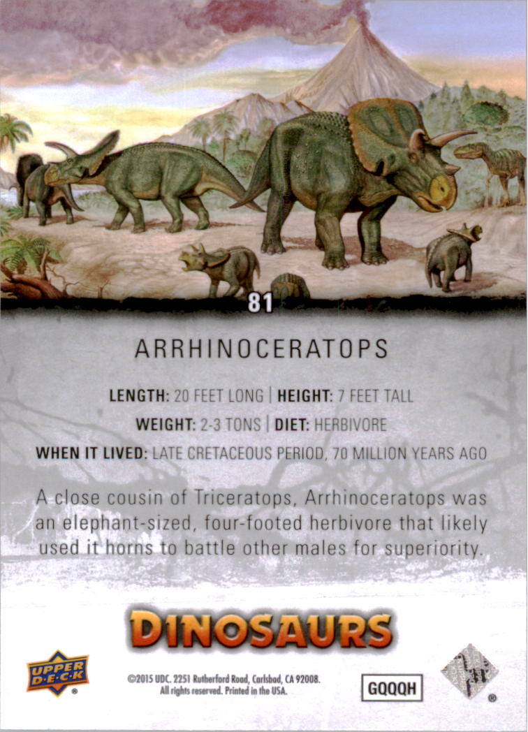 2015 Upper Deck Dinosaurs #81 Arrhinoceratops back image