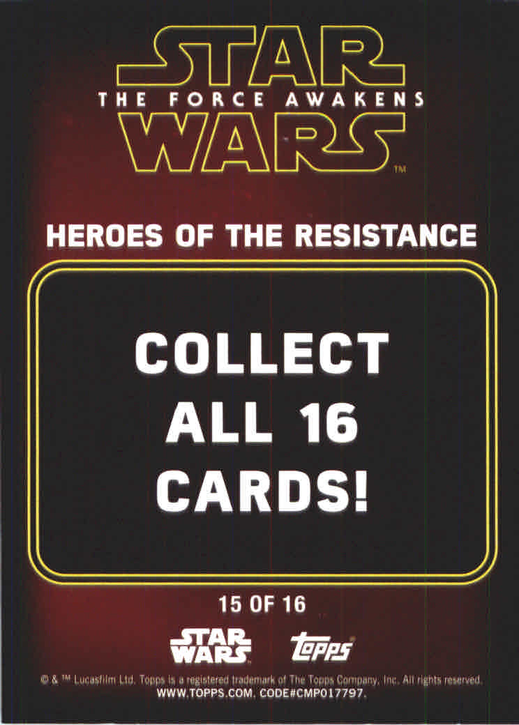 2016 Topps Star Wars The Force Awakens Series Two Heroes of the Resistance #15 R2-D2 back image