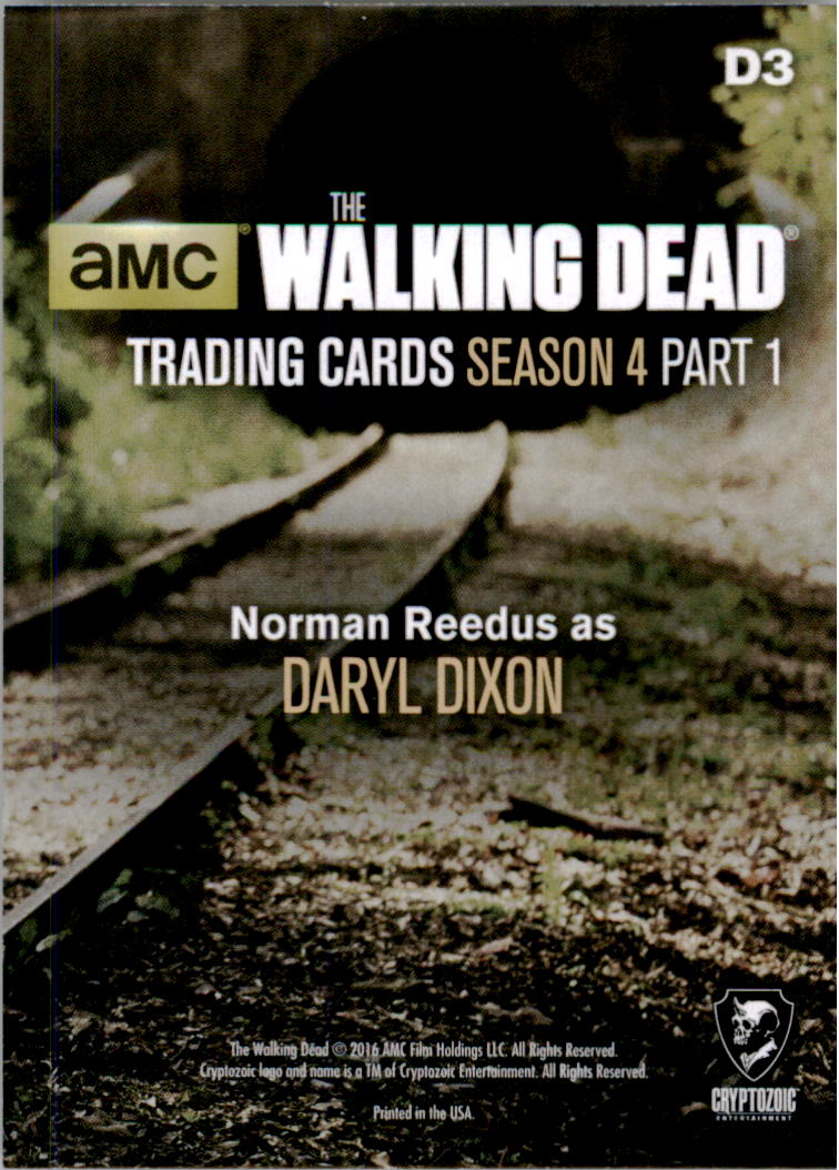 2016 Cryptozoic The Walking Dead Season Four Part 1 Posters #D3 Norman Reedus as Daryl Dixon back image