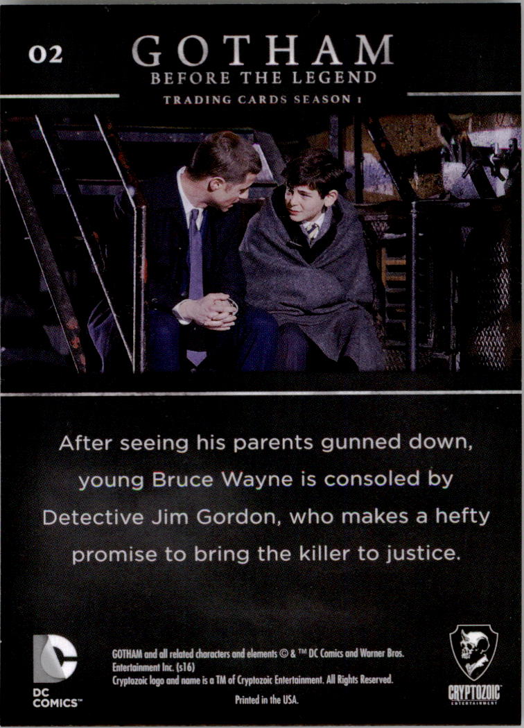 2016 Cryptozoic Gotham Season One #2 Double homicide. Theater district. back image