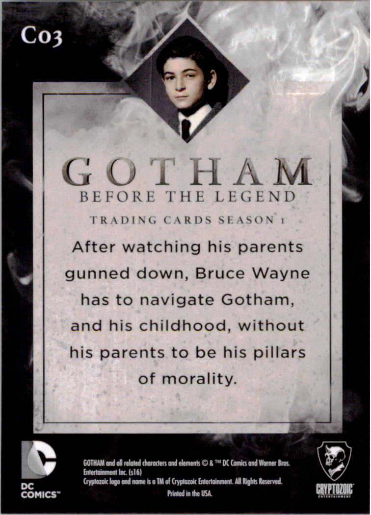 2016 Cryptozoic Gotham Season One Character Bios #C3 Bruce Wayne back image