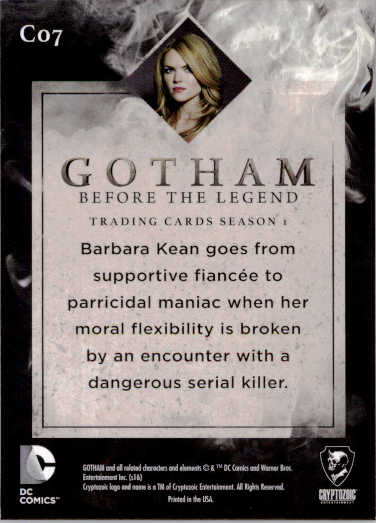 2016 Cryptozoic Gotham Season One Character Bios #C7 Barbara Kean back image