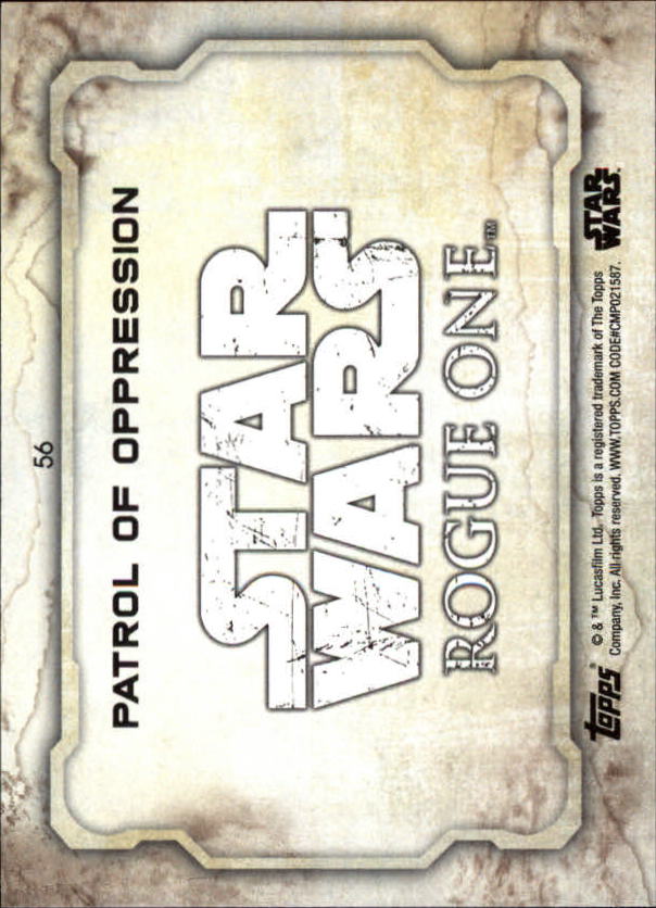 2016 Topps Star Wars Rogue One Series One #56 Patrol of Oppression back image