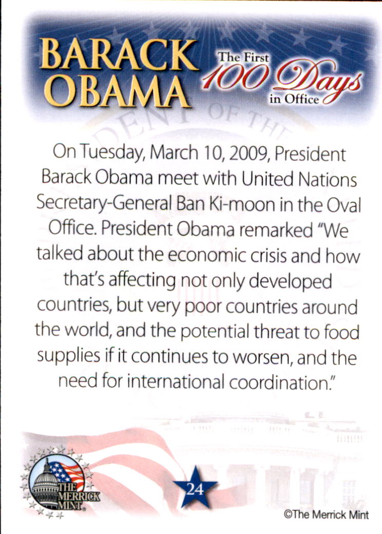 2009 President Barack Obama The First 100 Days in Office #24 On Tuesday, March 10, 2009, President Barack Obama meet with United Nations Secretary-General Ban Ki-moon back image