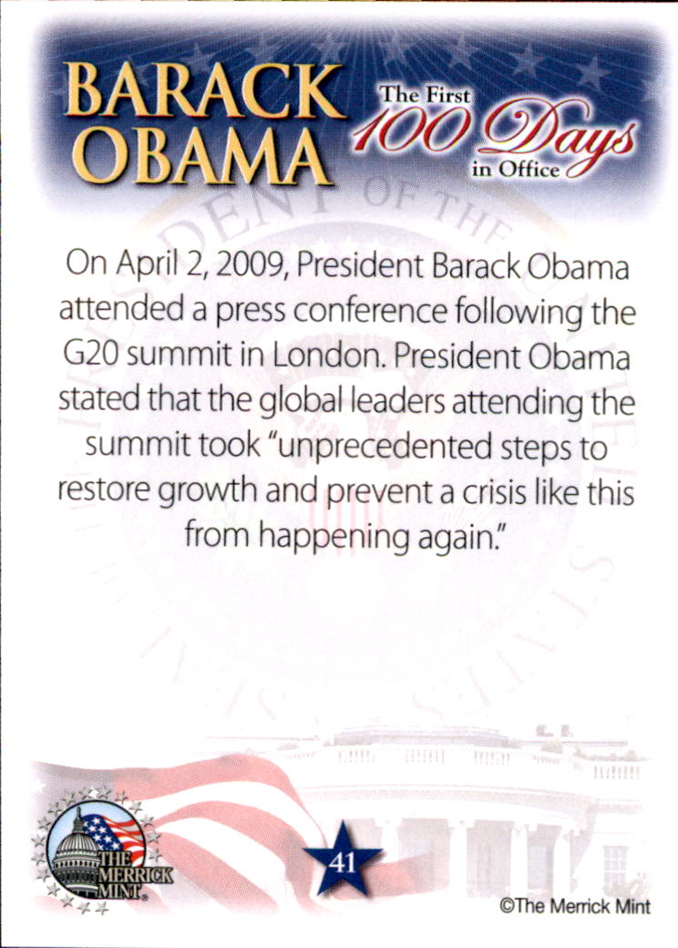 2009 President Barack Obama The First 100 Days in Office #41 On April 2, 2009, President Barack Obama attended a press conference following the G20 summing in London back image