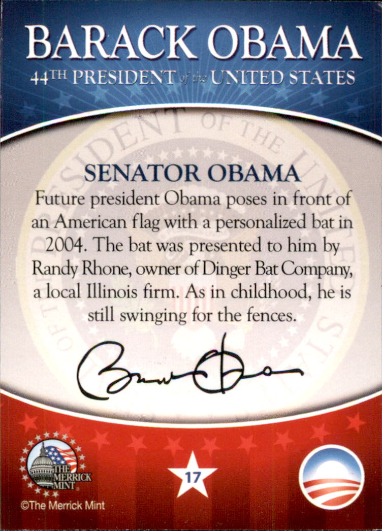 2009 Merrick Mint Barack Obama 44th President of the United States #17 Senator Obama back image