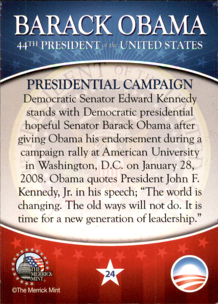 2009 Merrick Mint Barack Obama 44th President of the United States #24 Presidential Campaign back image