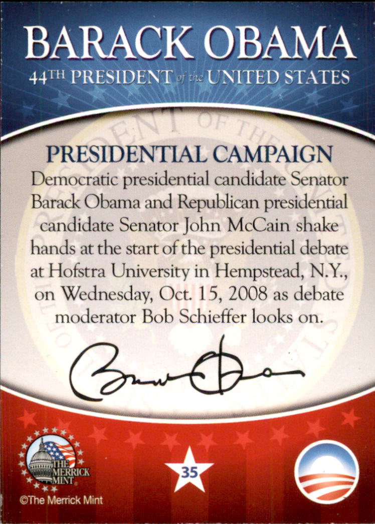 2009 Merrick Mint Barack Obama 44th President of the United States #35 Presidential Campaign back image