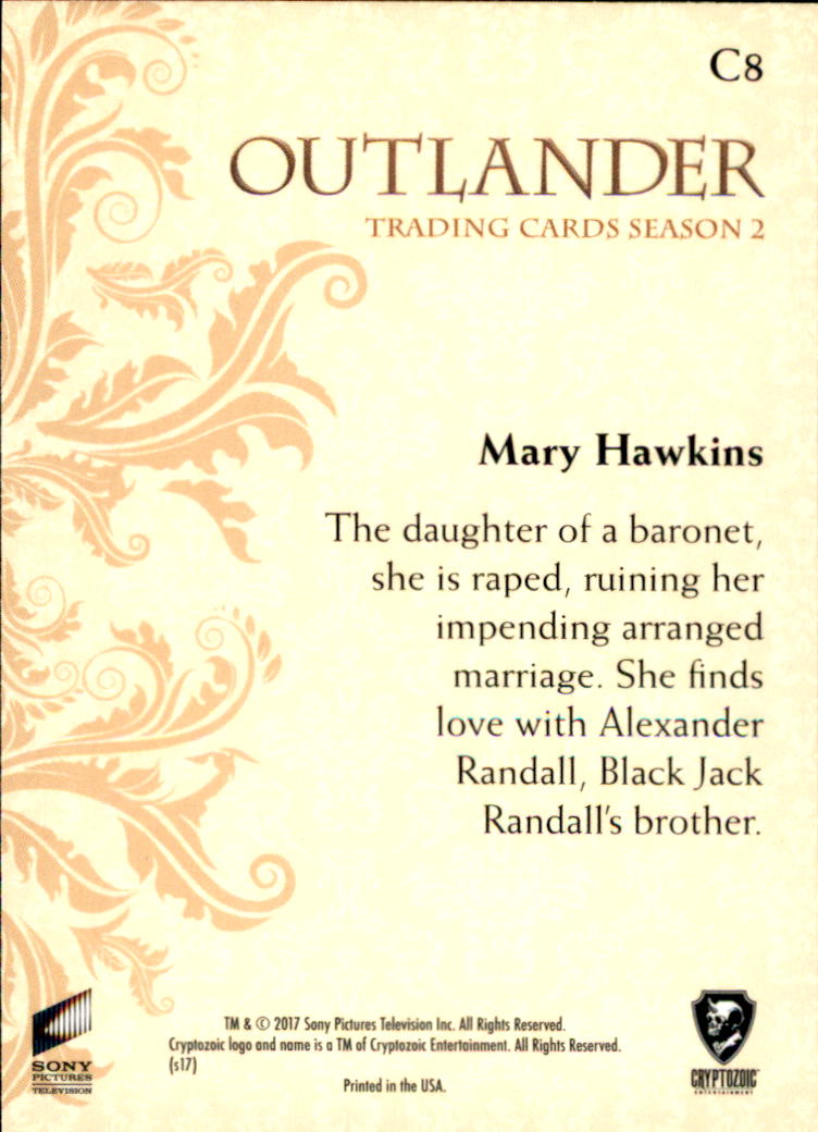 2017 Cryptozoic Outlander Season 2 Character Bios #C8 Mary Hawkins back image