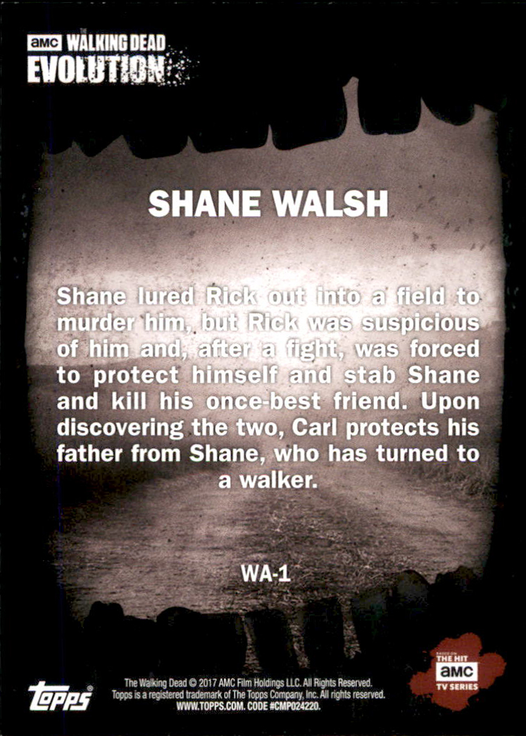 2017 Topps The Walking Dead Evolution Walkers #WA1 Shane Walsh on 
