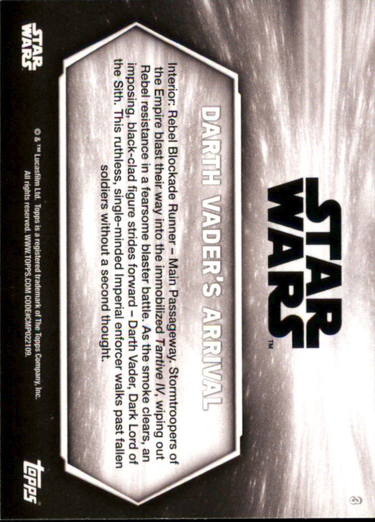 2018 Topps Star Wars A New Hope Black and White #3 Darth Vader's Arrival back image