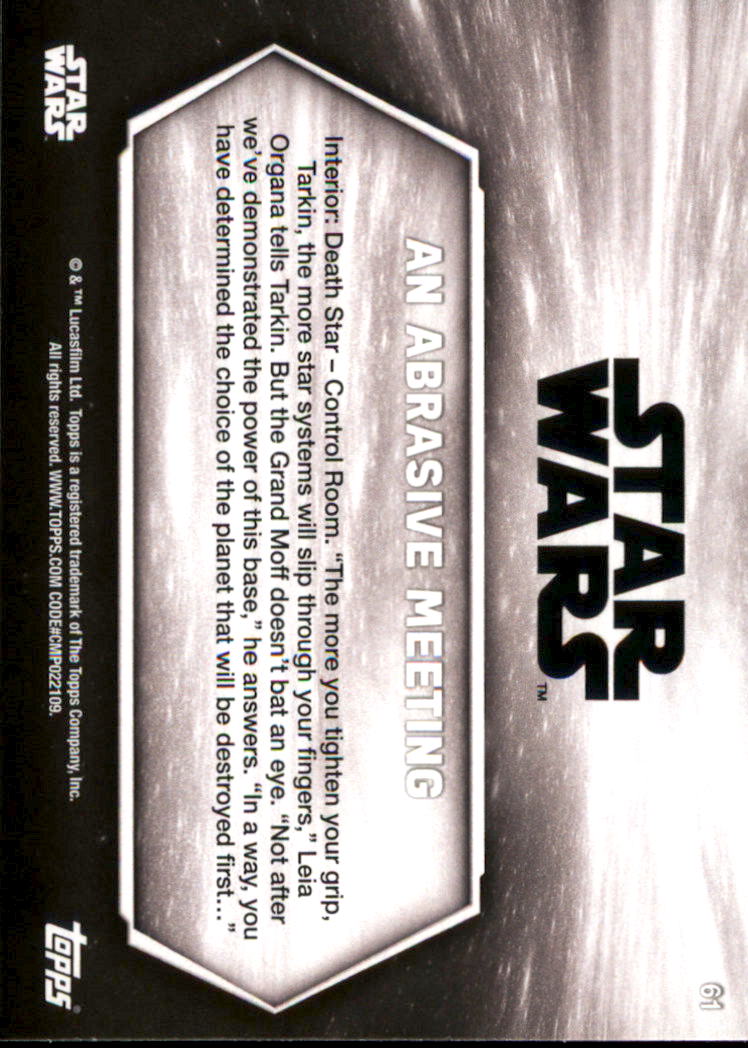 2018 Topps Star Wars A New Hope Black and White #61 An Abrasive Meeting back image