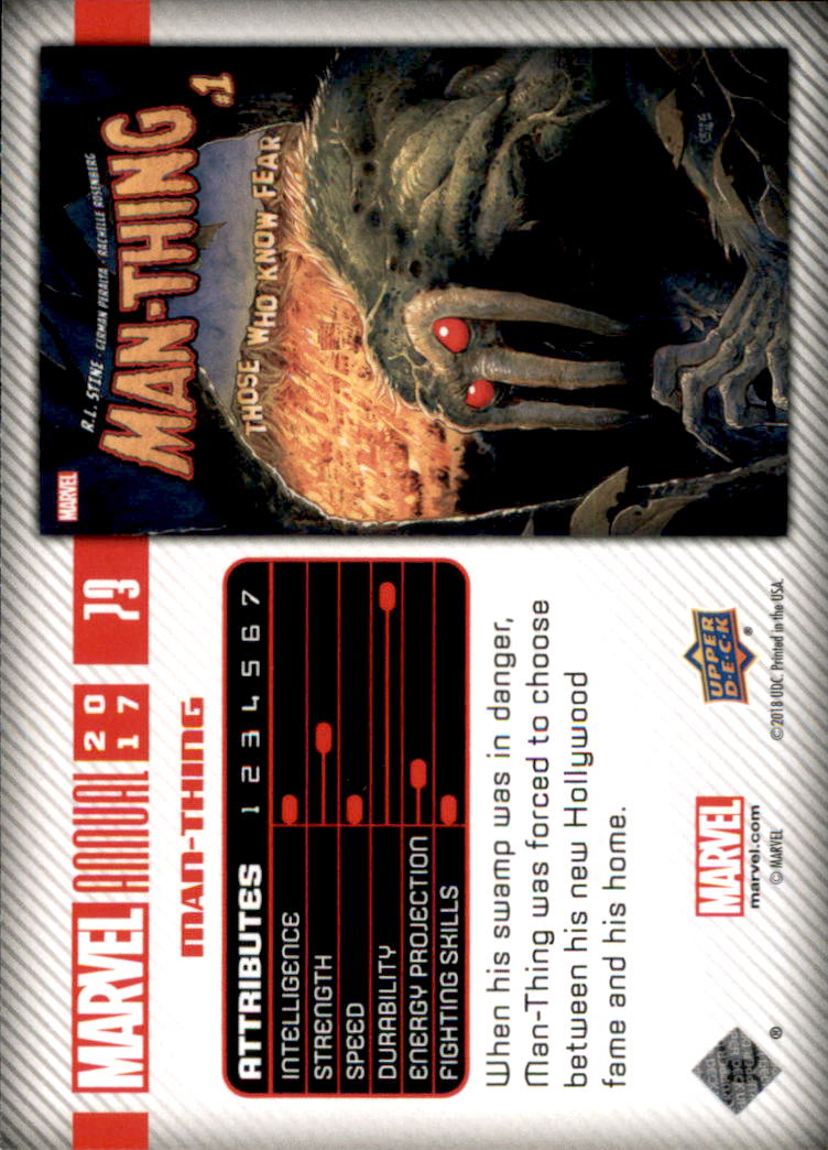 2018 Upper Deck Marvel Annual 2017 #73 Man-Thing back image
