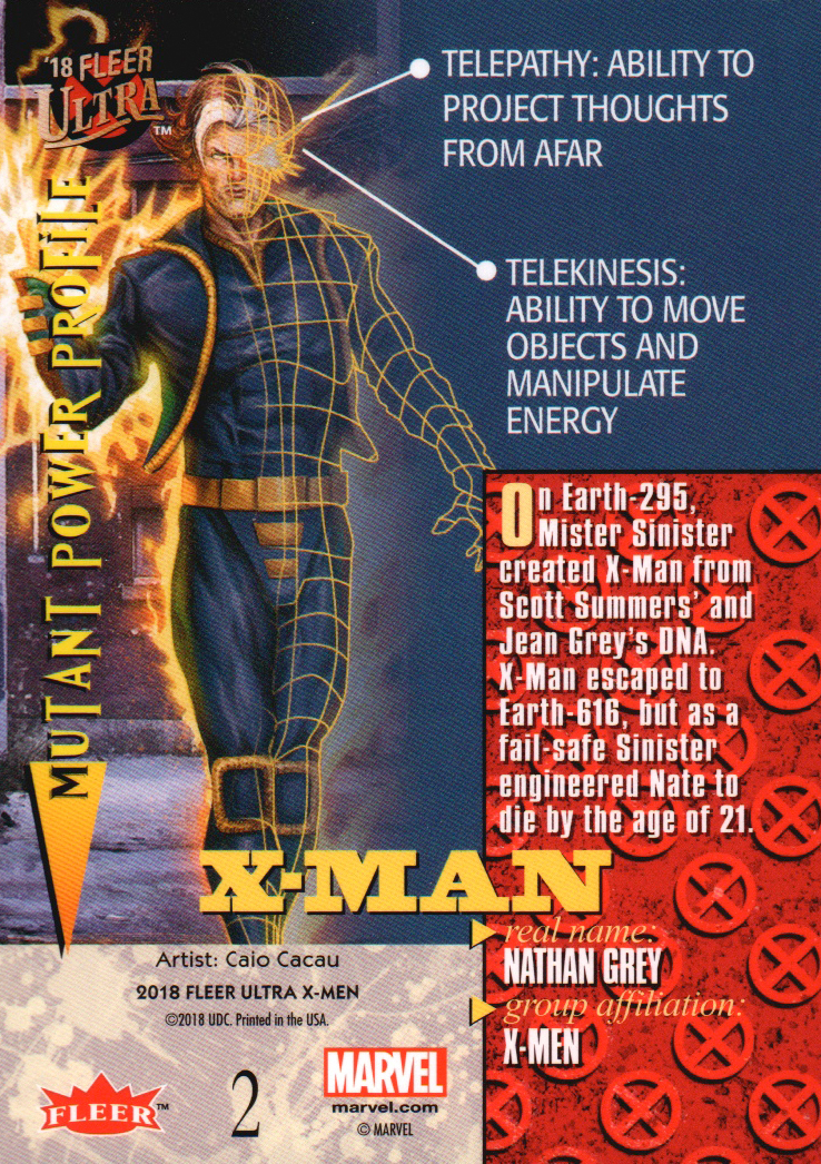 2018 Fleer Ultra X-Men #2 X-Man back image