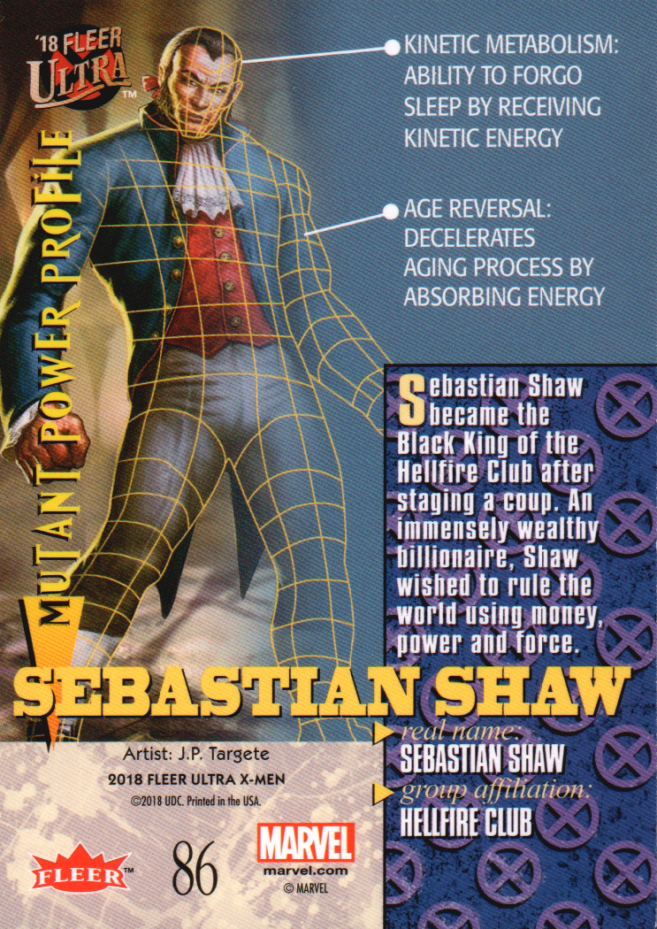 2018 Fleer Ultra X-Men #86 Sebastian Shaw SP back image