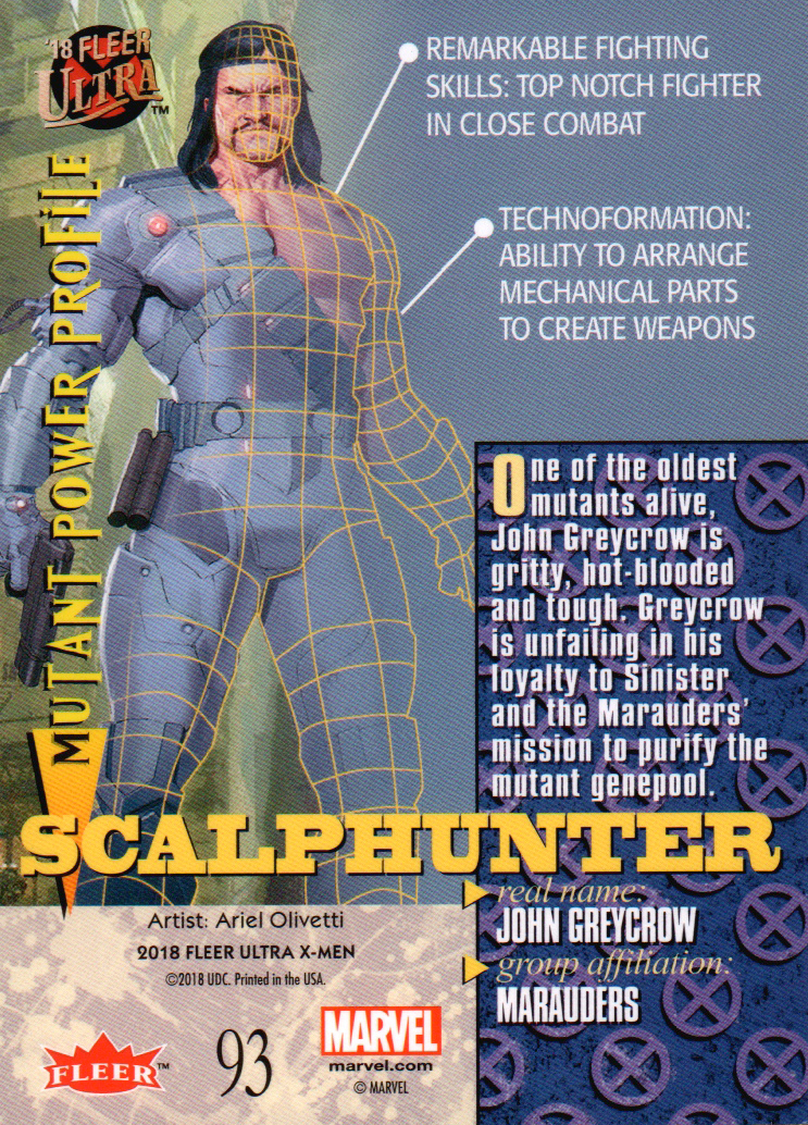 2018 Fleer Ultra X-Men #93 Scalphunter SP back image