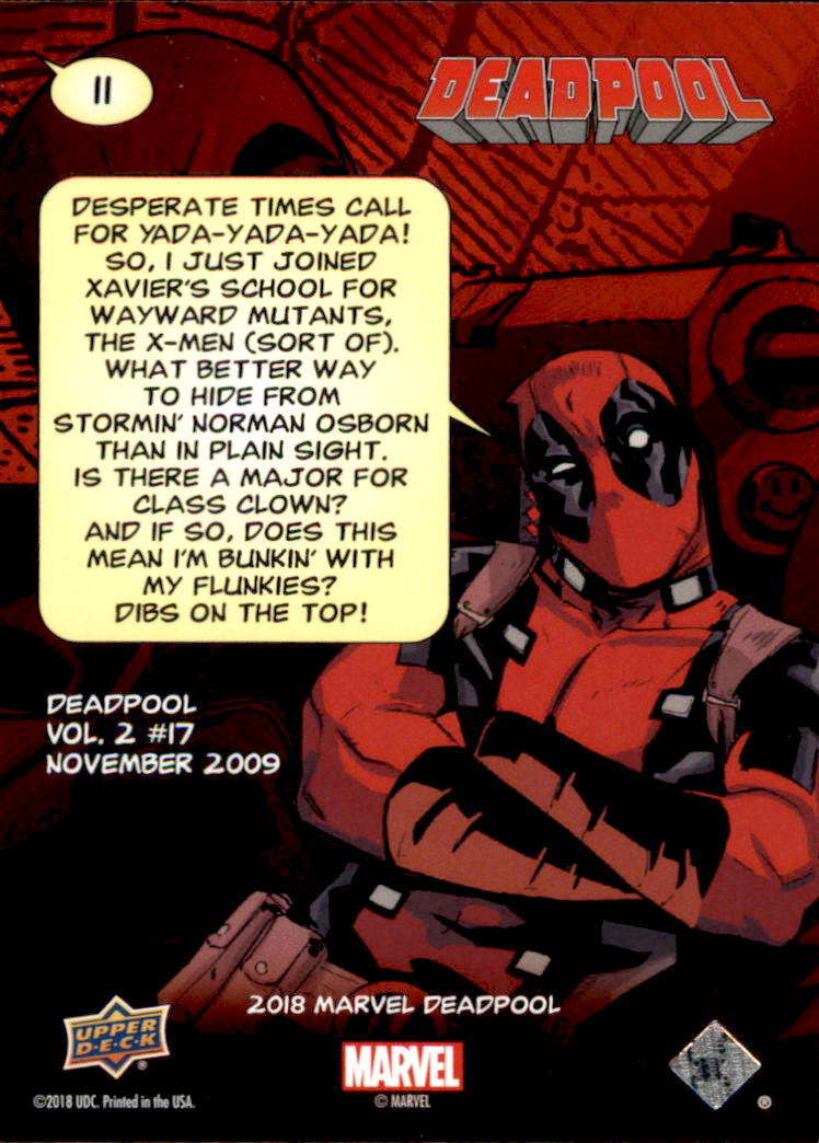 2019 Upper Deck Deadpool #11 Is That Thing On? back image