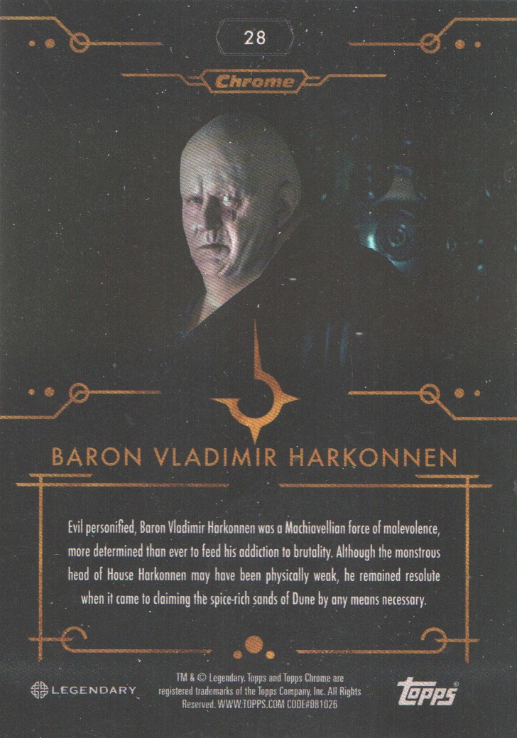 Topps Baron Vladimir Harkonnenサインカード 2024 Topps Chrome Dune Rainbow Refractors #28 Baron Vladimir