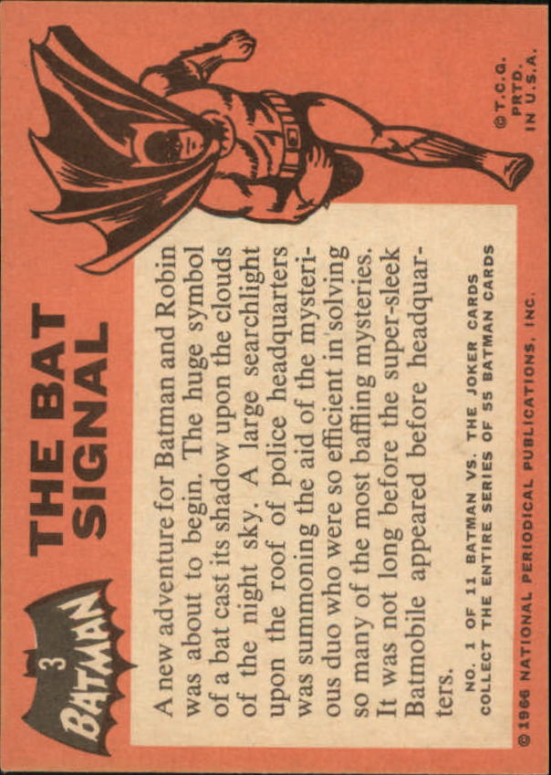 1966 Topps Batman Black Bat #3 The Bat Signal back image
