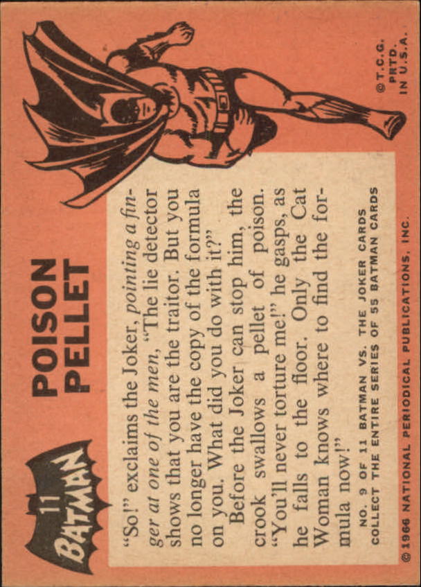 1966 Topps Batman Black Bat #11 Poison Pellet back image