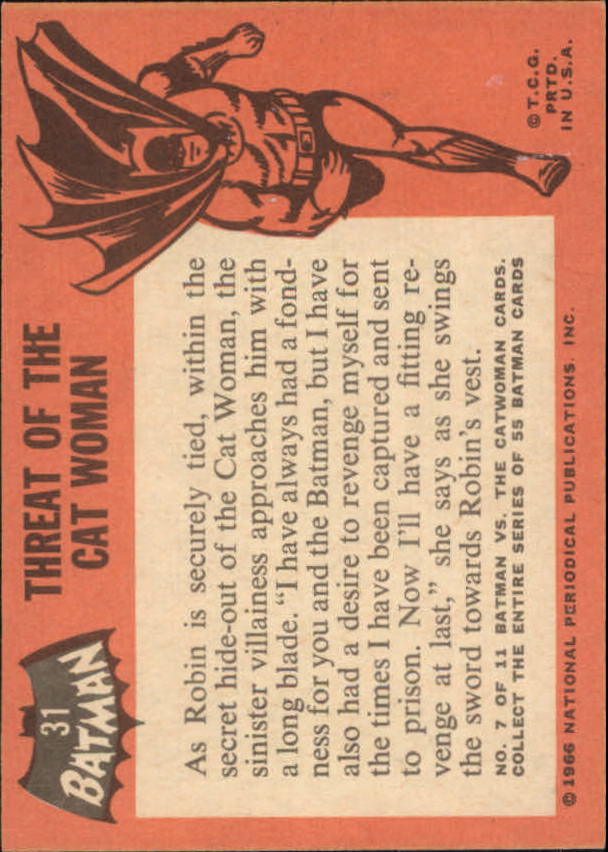 1966 Topps Batman Black Bat #31 Threat of the Cat Woman back image