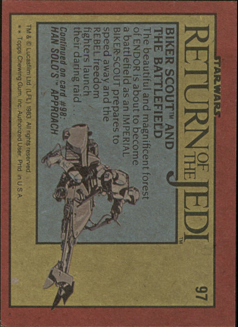 1983 Topps Star Wars Return of the Jedi #97 Biker Scout and the Battlefield back image