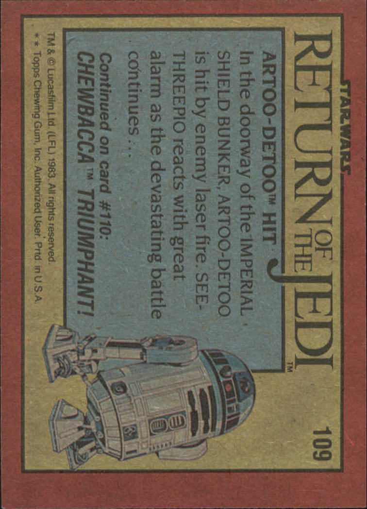 1983 Topps Star Wars Return of the Jedi #109 Artoo-Detoo back image